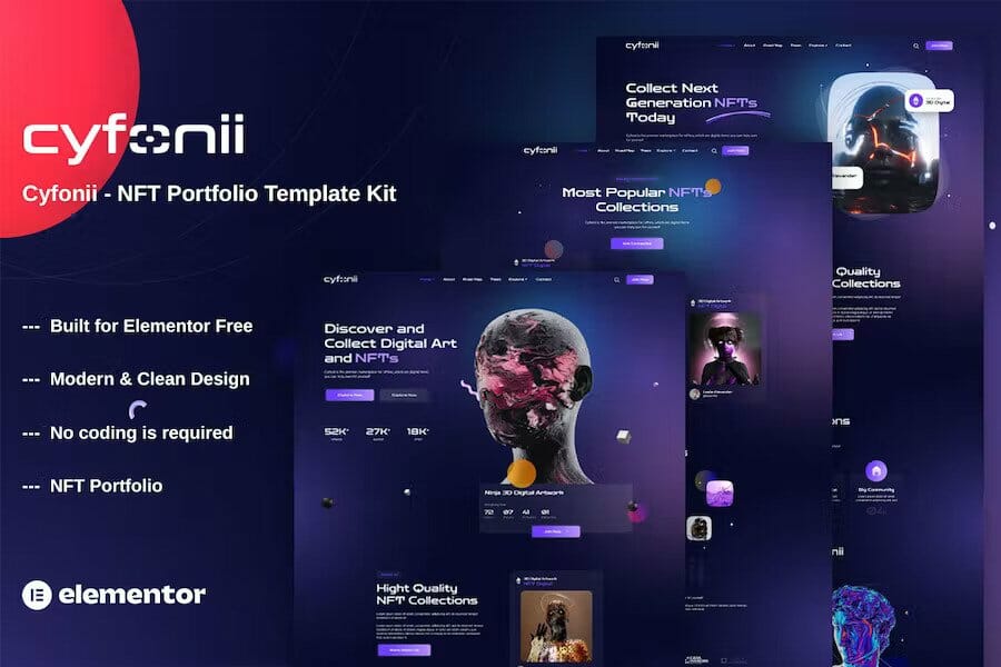 Cyfonii – NFT Digital Asset Agency Portfolio Elementor Template Kit