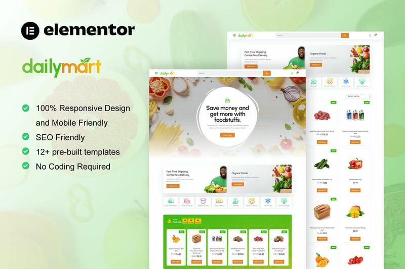 DailyMart – Grocery Store Elementor Template Kit