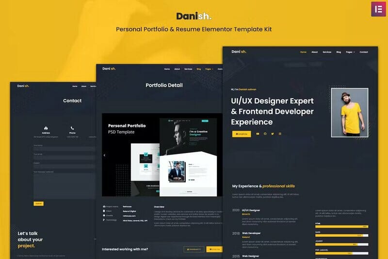 Danish – Personal Portfolio & Resume Elementor Template Kit