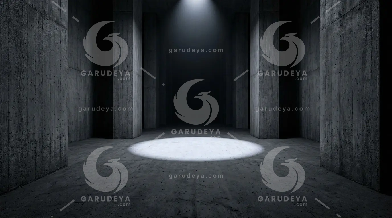 Dark Concrete Hall Background Brutalist Spotlight