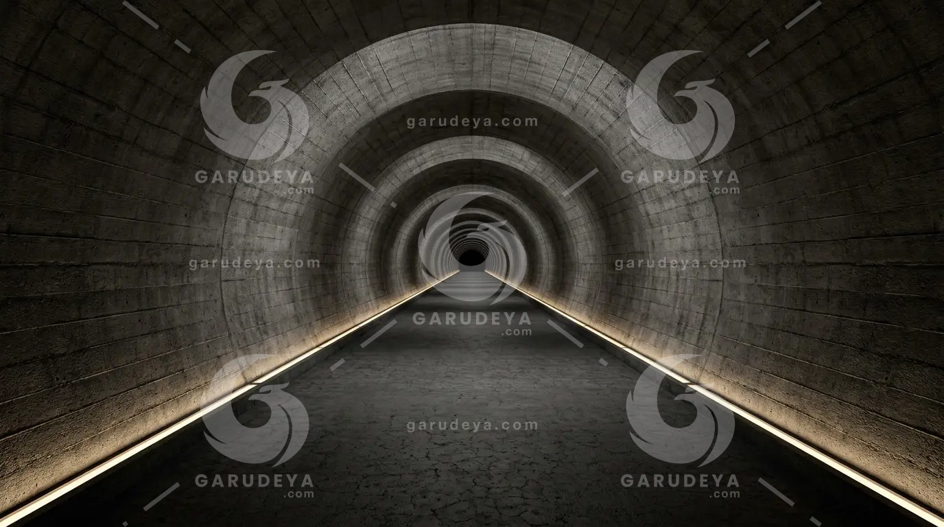Dark Concrete Tunnel Background Symmetrical