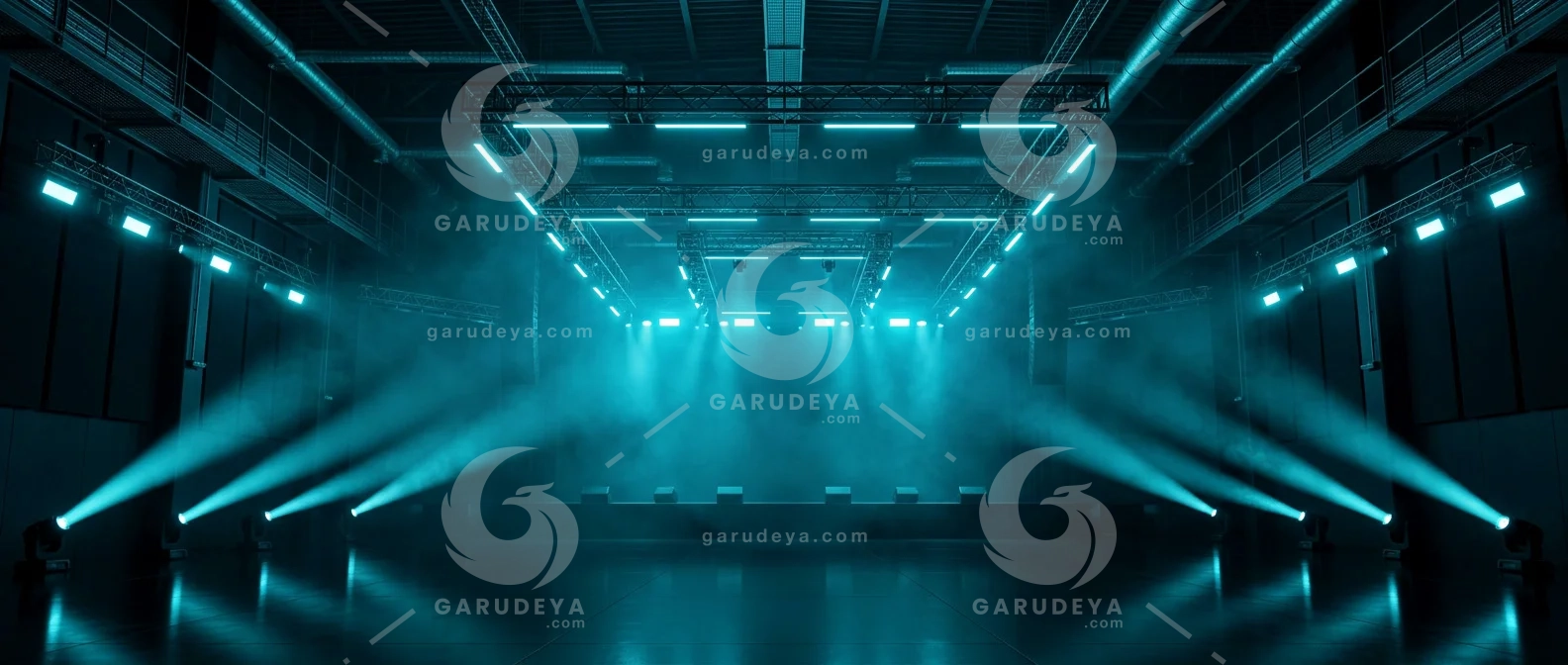 Dark Cyan Fog Concert Stage Background
