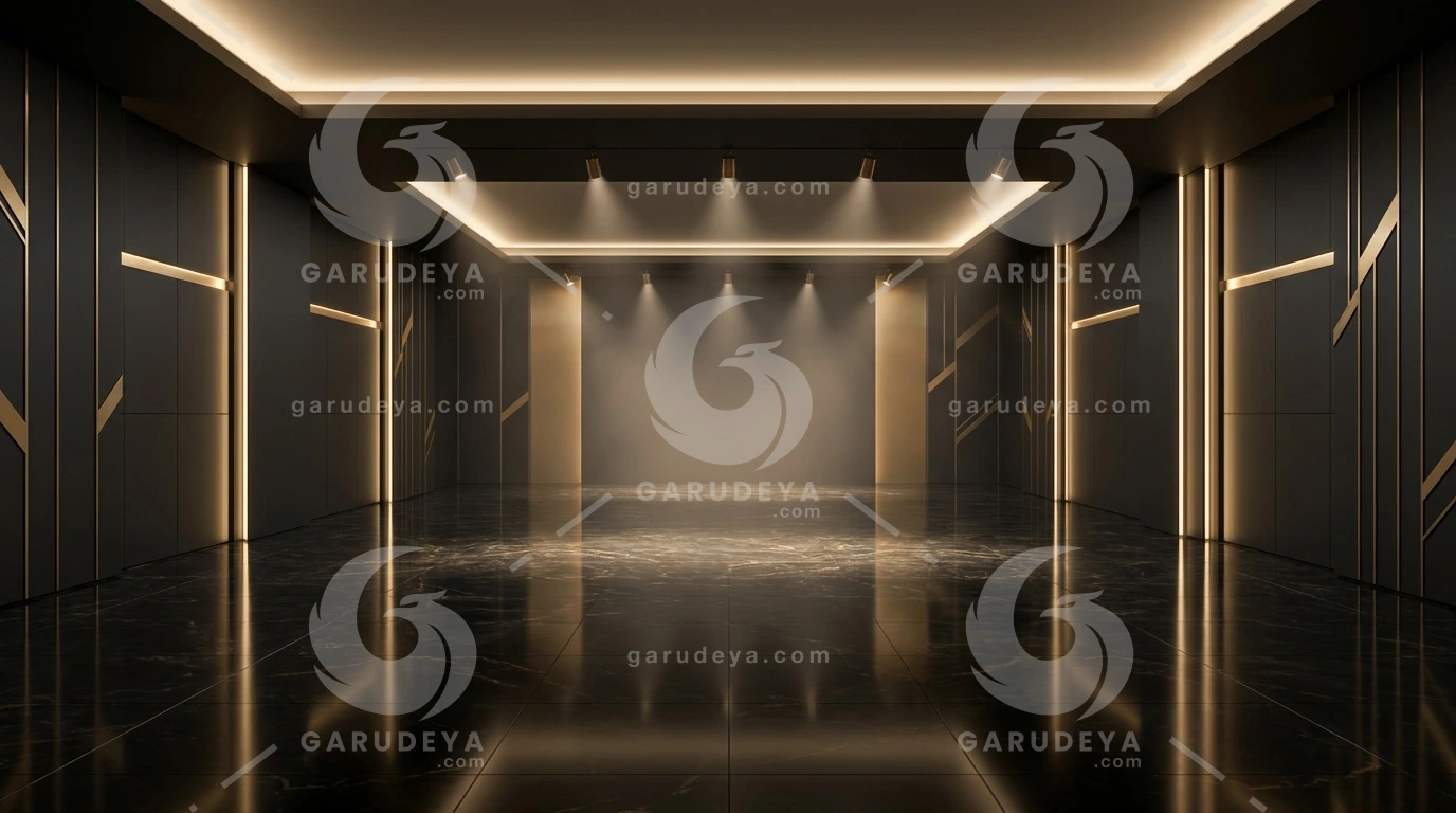 Dark Luxury Showroom Gold Spotlight Stage