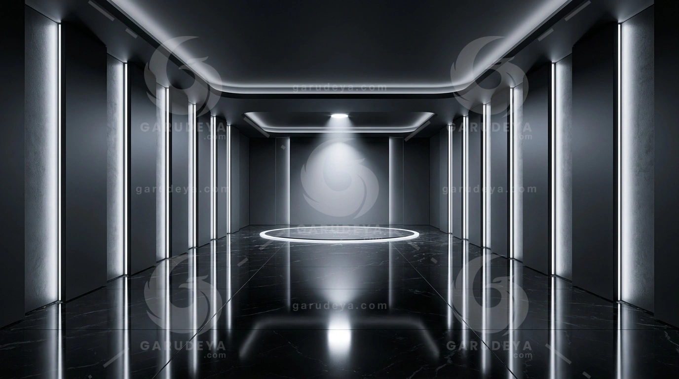 Dark Marble Showroom Background White Spotlight