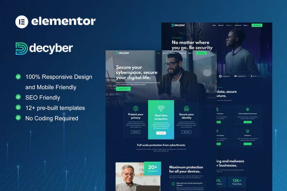 Decyber – Cyber Security Services Elementor Template Kit