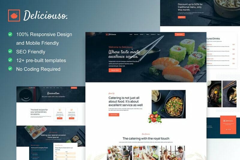 Deliciouso – Catering & Restaurant Elementor Template Kit