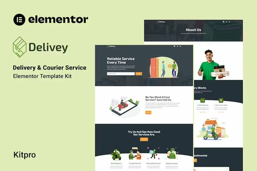 Delivey – Delivery & Courier Service Elementor Template Kit