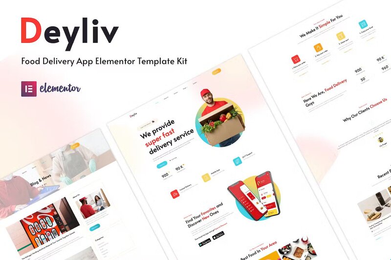 Deyliv – Food Delivery App Elementor Template Kit