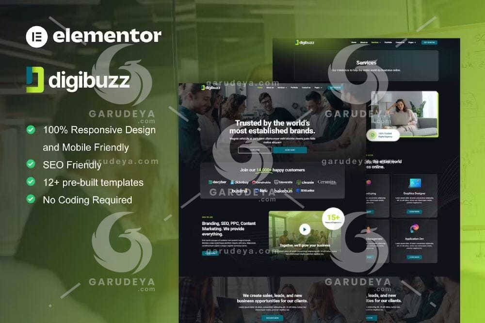 DigiBuzz - Dark Digital Agency Elementor Template Kit