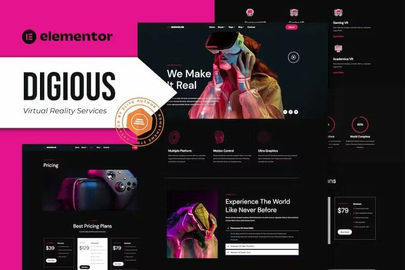 Digious – Virtual Reality Services Elementor Template Kit