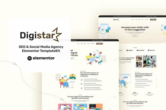 Digistar - SEO & Social Media Agency Elementor Templat Kit