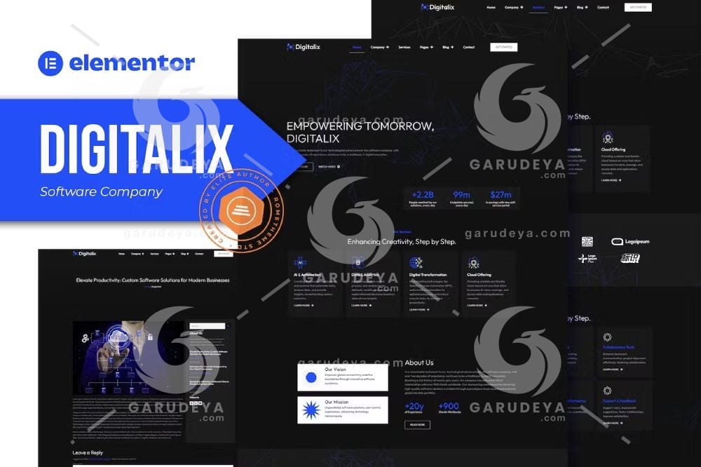 Digitalix - Software Company Elementor Pro Template Kit