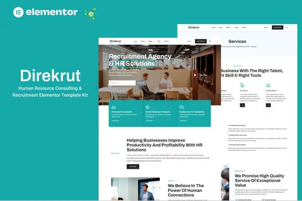 Direkrut – Human Resource Consulting and Recruitment Elementor Template Kit