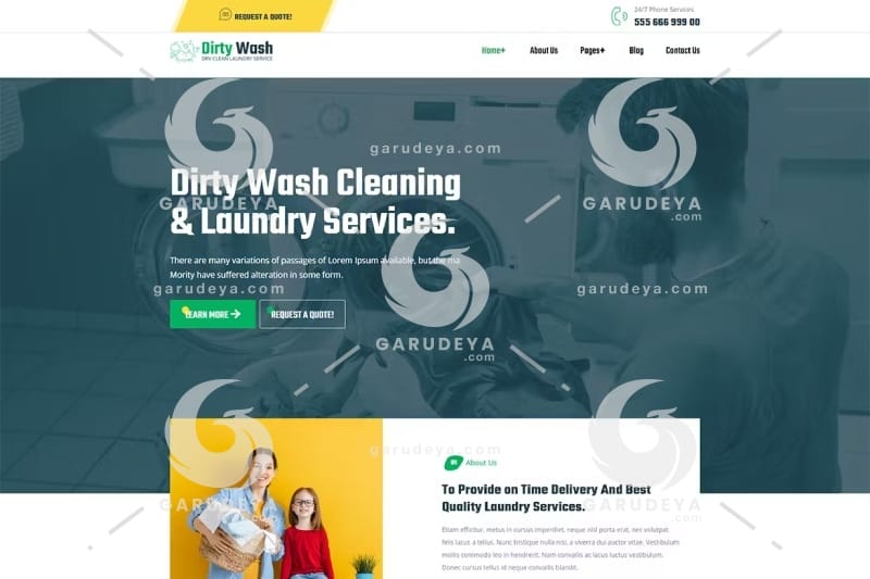 DirtyWash – Dry Cleaning & Laundry Service Elementor Template Kit