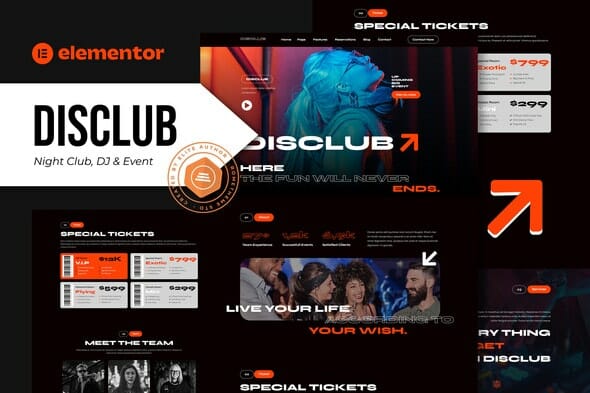 Disclub – Night Club DJ & Events Elementor Pro Template Kit