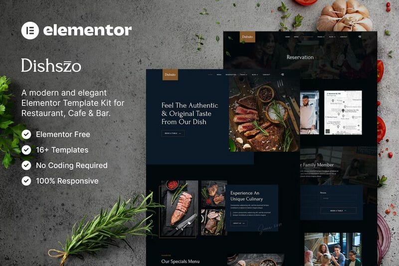 Dishszo – Restaurant & Cafe Elementor Template Kit