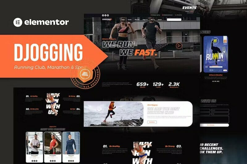 Djogging – Running Club Marathon & Sport Elementor Pro Template Kit