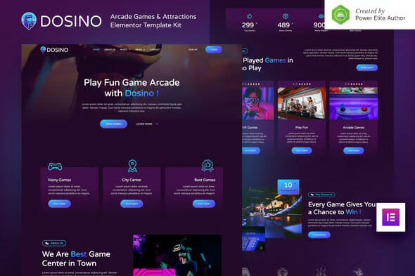 Dosino – Arcade Games & Attractions Elementor Template Kit