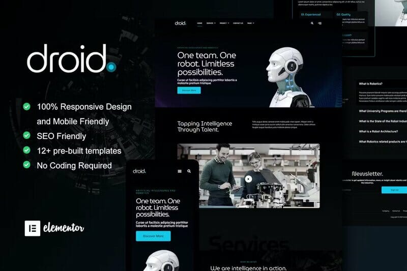 Droid - Robotics & Technology Services Elementor Template Kit