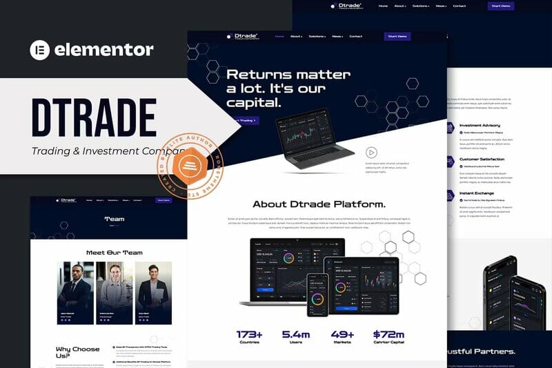 Dtrade – Trading & Investment Company Elementor Template Kit