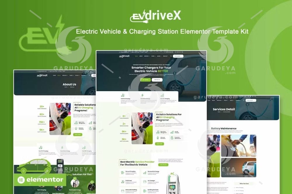EVdriveX – Electric Vehicle & Charging Station Elementor Template Kit