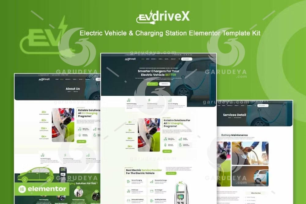 EVdriveX - Electric Vehicle & Charging Station Elementor Template Kit