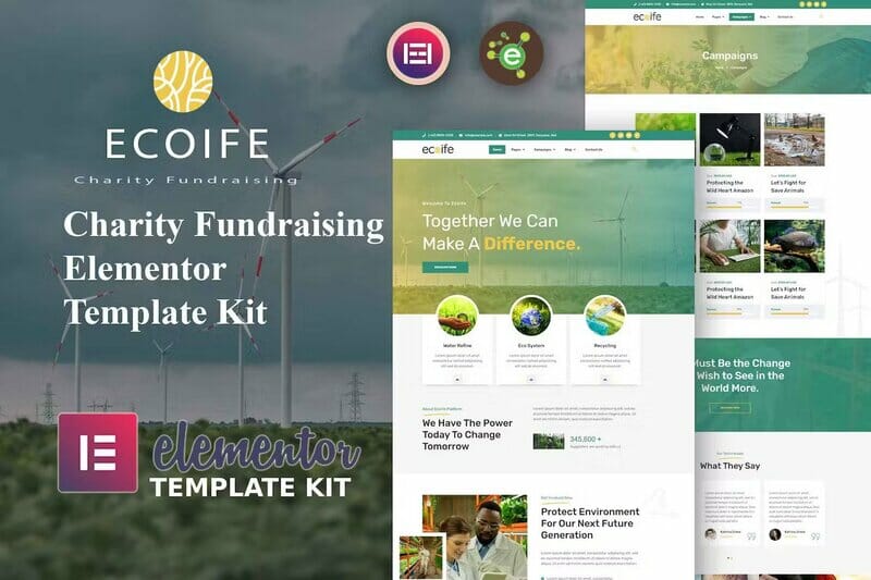 Ecoife – Charity Fundraising Elementor Template Kit