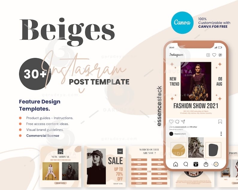 Editable Canva Template – FASHION INSTAGRAM POST — Beiges