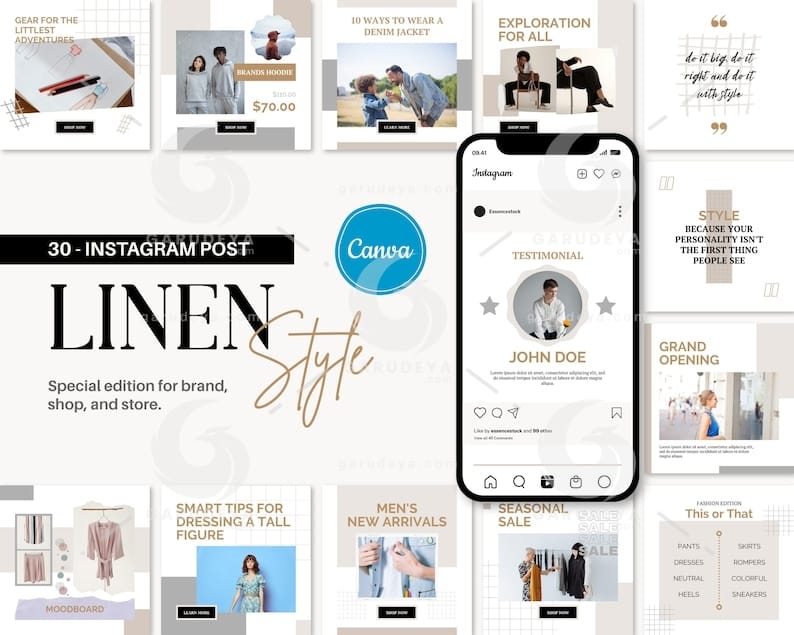 Editable Canva Template – Linen Style Social Feed Post