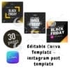 Editable Canva Template - instagram post - Black friday