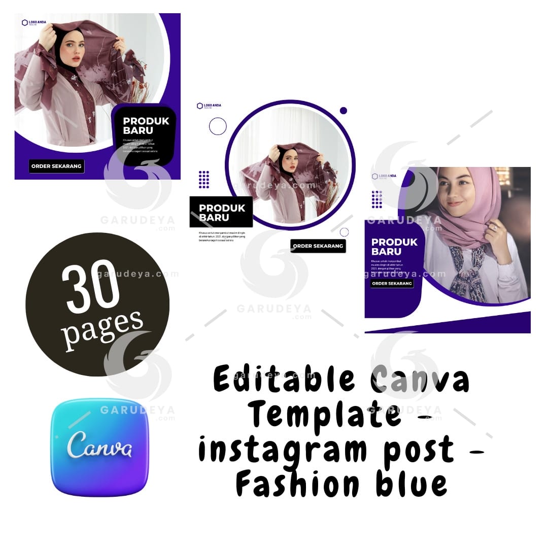 Editable Canva Template - instagram post - Fashion blue