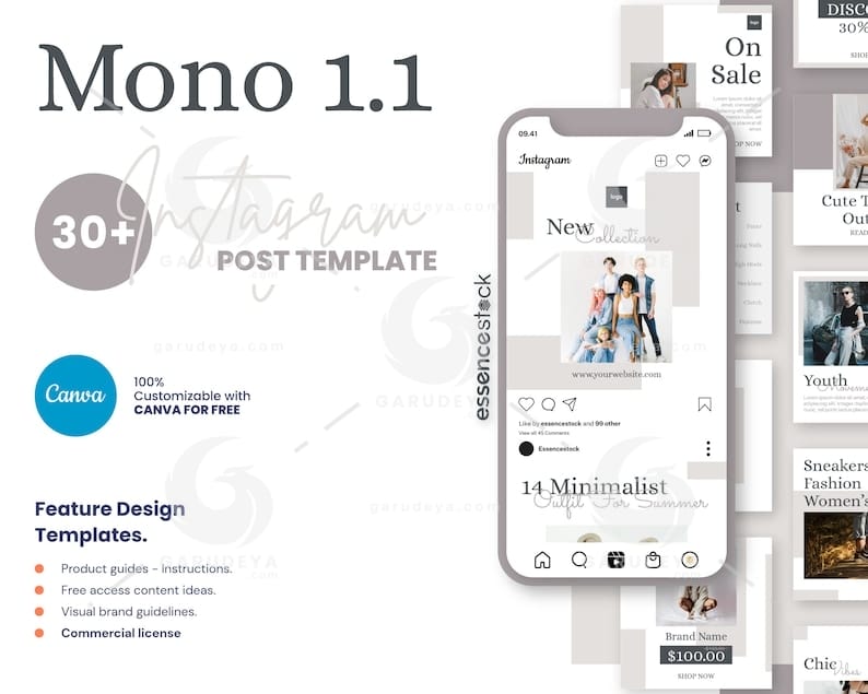 Editable Canva Template – instagram post – Monochromatic 1.1 Social Feed Post