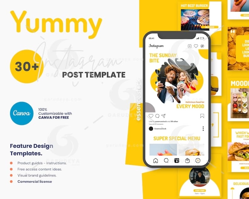 Editable Canva Template – Instagram Post Template Canva — Yummy