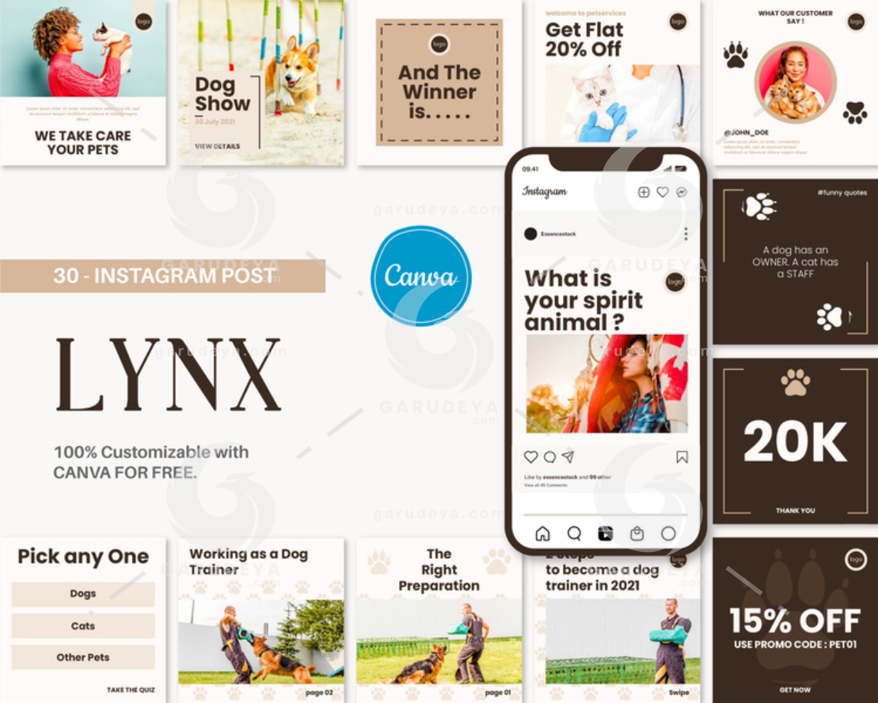 Editable Canva Template – Lynx - Instagram Post for Pet Shop