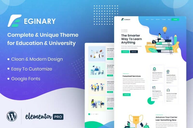 Eginary – Online Education Elementor Template Kit
