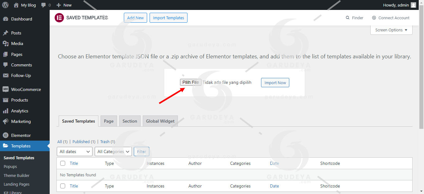 How to Import Elementor Templates - garudeya.com