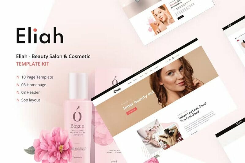 Eliah – Beauty Salon & Cosmetic Elementor Template Kit