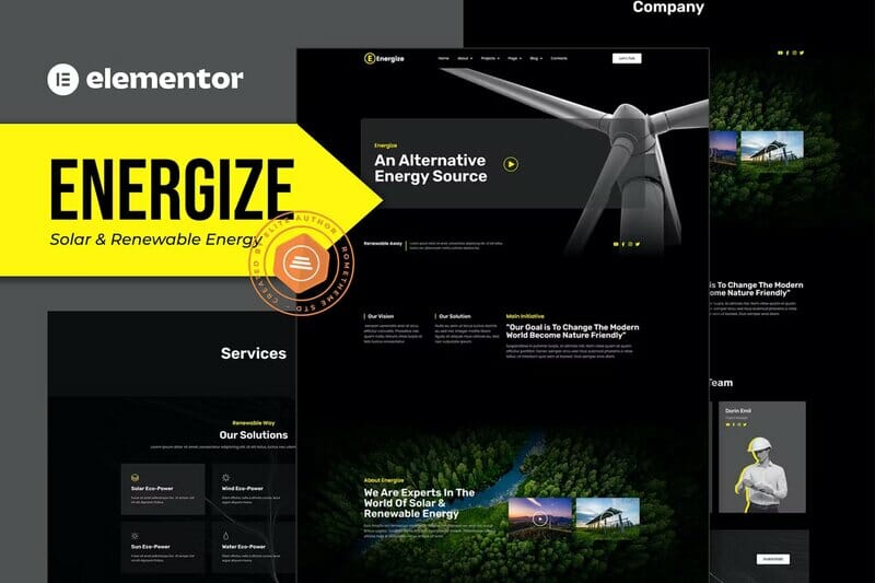 Energize – Solar & Renewable Energy Elementor Template Kit