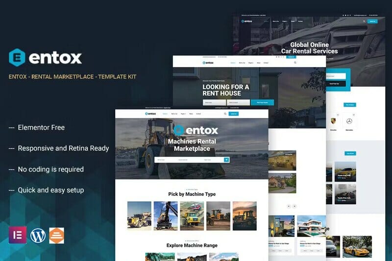 Entox - Car Rental Marketplace Elementor Template Kit