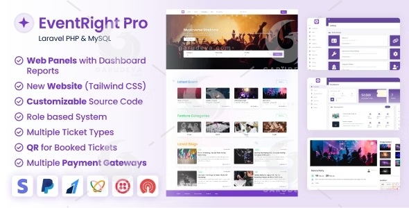 EventRight Pro – Ticket Sales and Event Booking & Management System with Website & Web Panels (SaaS)