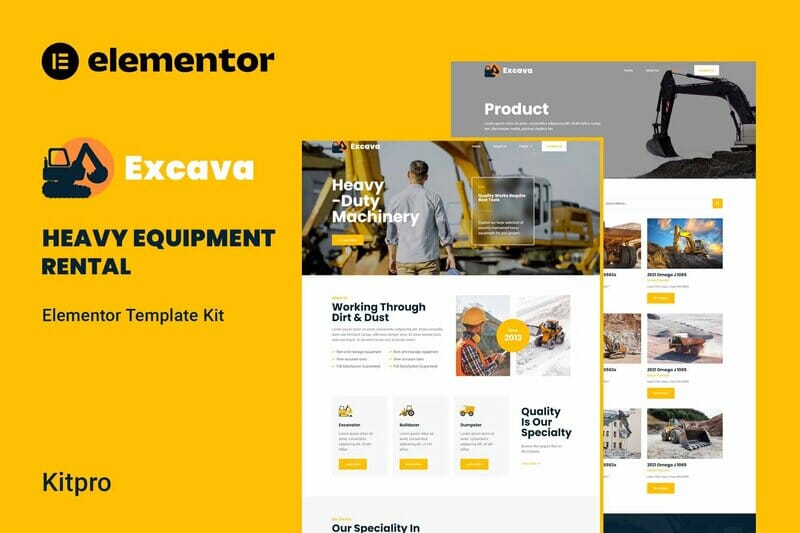 Excava – Heavy Equipment Rental Elementor Template Kit