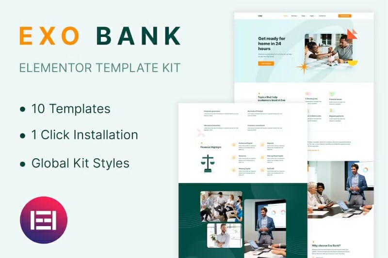 Exobank – Financial Elementor Template Kit