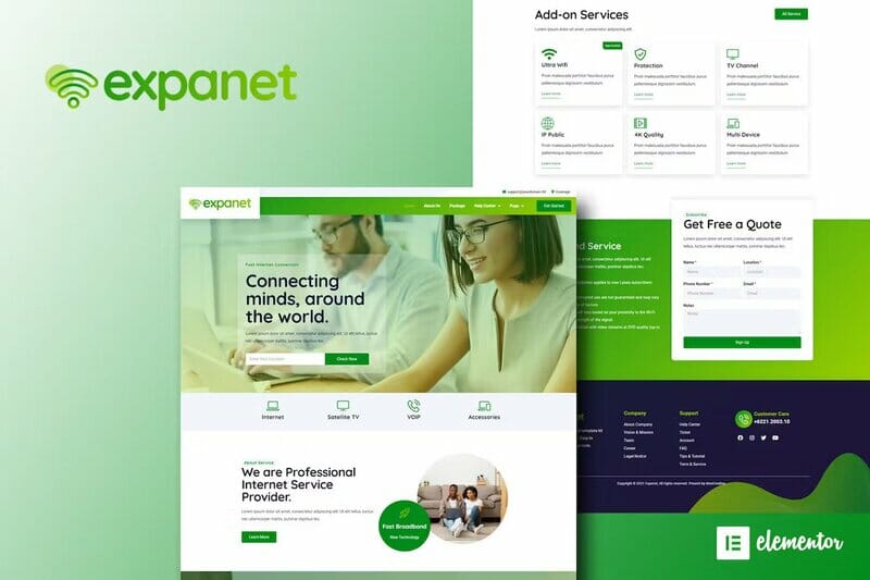 Expanet – Broadband & Internet Services Elementor Template Kit