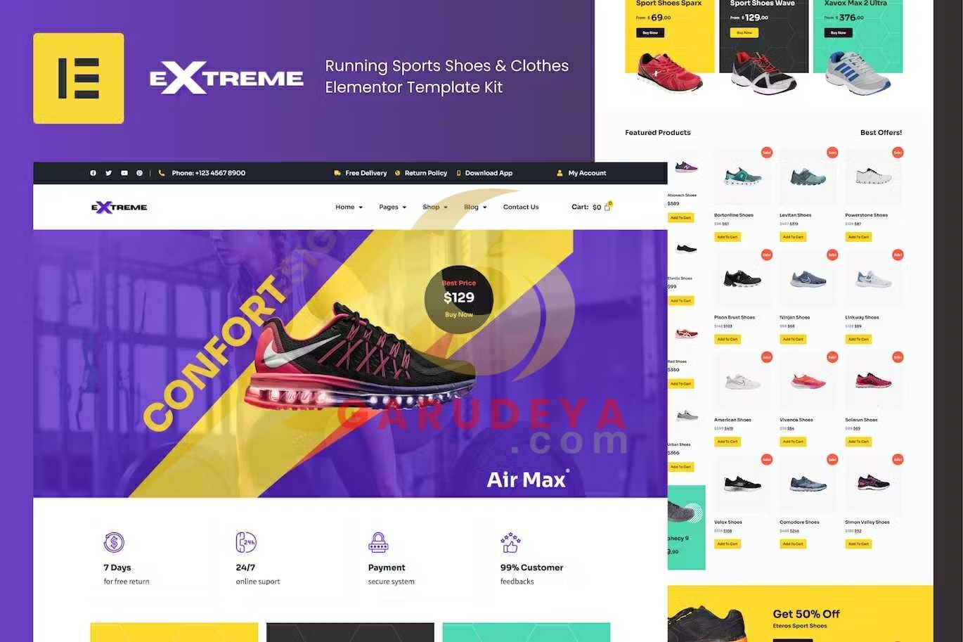 Extreme – Running Sports Shoes & Clothes Elementor Template Kit