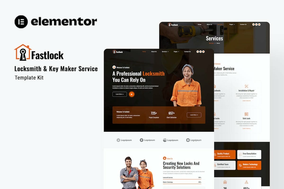 Fastlock – Locksmith & Key Maker Service Elementor Template Kit