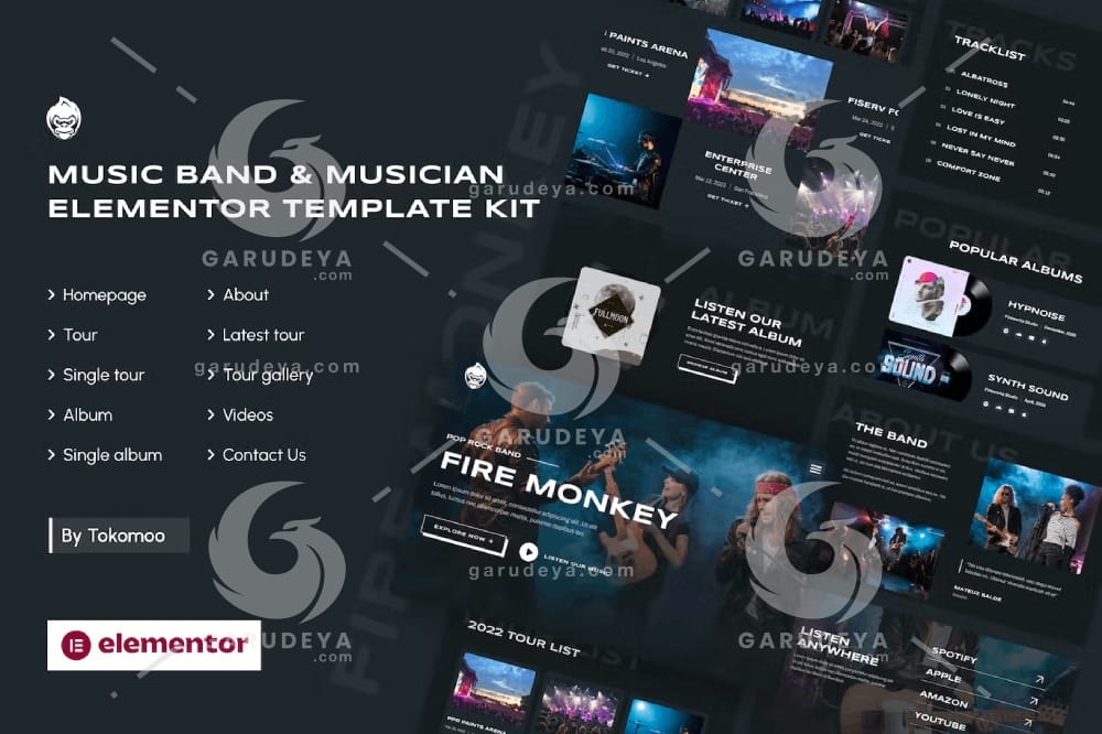 Fire Monkey | Music Band & Musician Elementor Template Kit