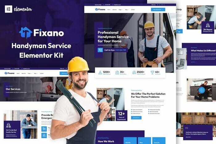 Fixano - Handyman Services Elementor Template Kit