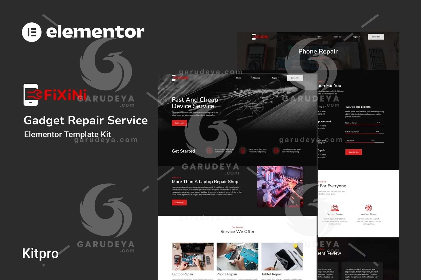 Fixini – Gadget Repair Service Elementor Template Kit