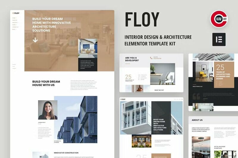 Floy – Interior Design & Architecture Elementor template kit