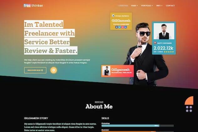 Freethinker – Freelancer & Portfolio Elementor Template Kit